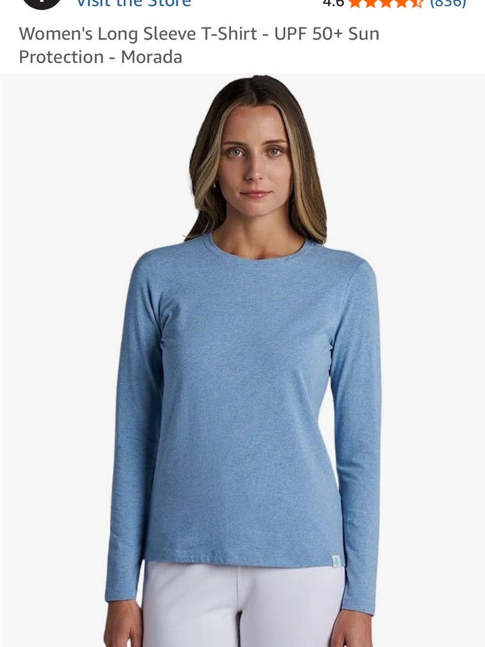 COOLIBAR, women’s long sleeve MORADA T-shirt, small light blue heather